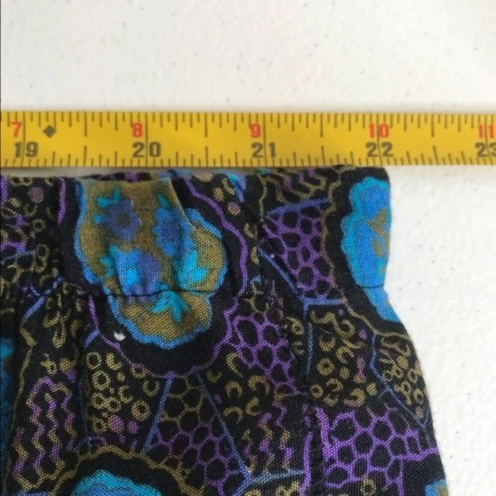 Vintage Queens Plaza Rayon Elastic Waist Drop Yoke Blue Women Midi Skirt Size 20